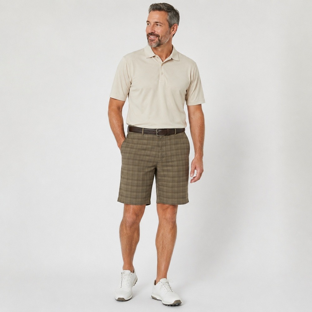 Nike Golf Fit Dry Performance Shorts Mens 42 Brown Plaid Activewear Pockets